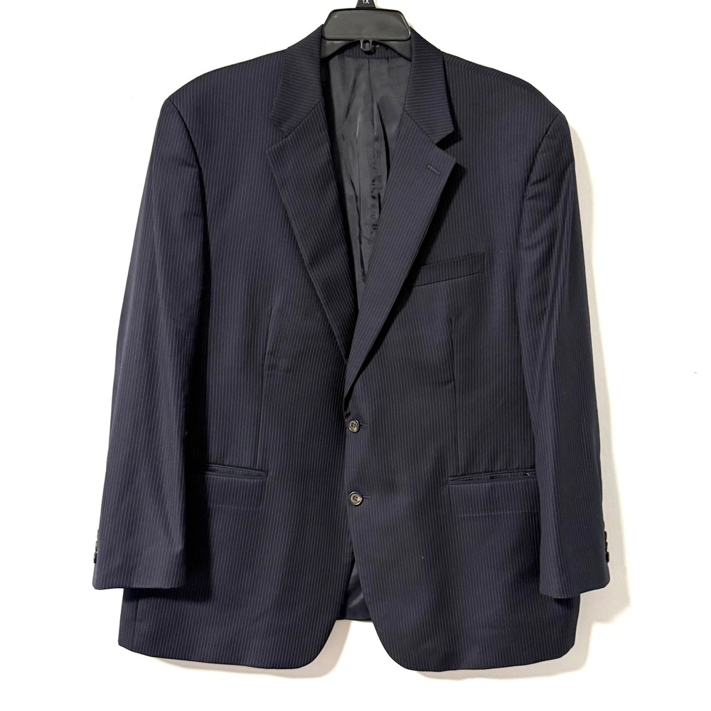 Lauren Ralph Lauren Men 48R Navy Blue Pinstripe 100% Wool 2-Button Blazer Jacket